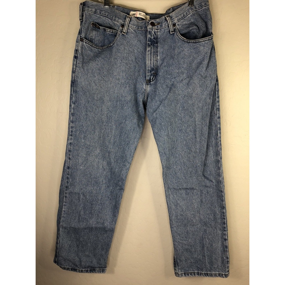 LEE Relaxed Fit Mens 38 x 29 Cotton Denim Jean Medium Light Wash